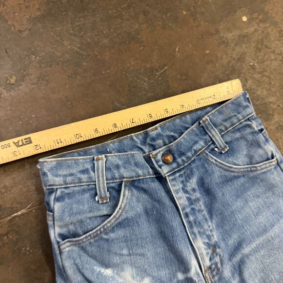 Levis Vintage 70s Orange Tab Jeans Talon Zip USA Denim Light Wash Flare Leg 12 - Picture 7 of 11